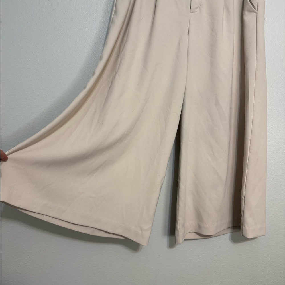 Maeve x Anthropologie Pleated Wide Leg Cropped Trouser in neutral / beige - Picture 3 of 7
